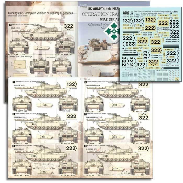 Echelon Decals 35017 1/35 US 4th Inf Div M1A2 Abrams Pt1 decals