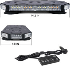 56 LED Amber Rooftop Strobe Beacon Lights Bar W/Controller Magnetic Emergency Tr