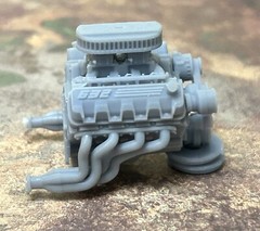 Resin Chevy 632 engine W/ Dual Carbs for scale model cars, 1/24 1/25