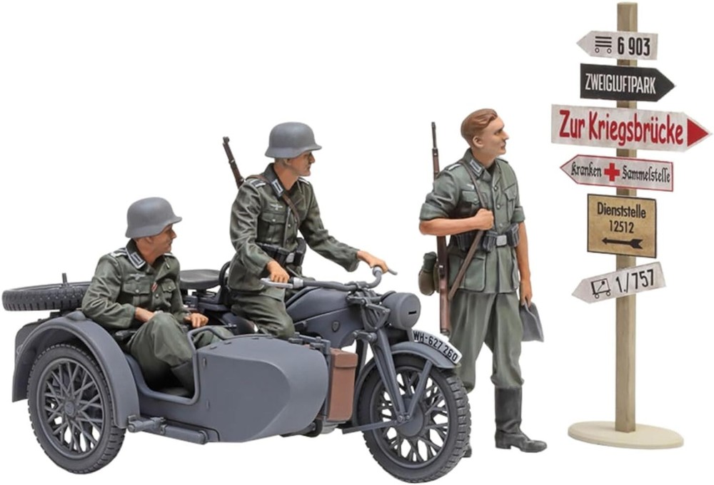 TAMIYA 1/35 No.384 GERMAN KS600 MOTORCYCLE & SIDECAR Model Kit 35384