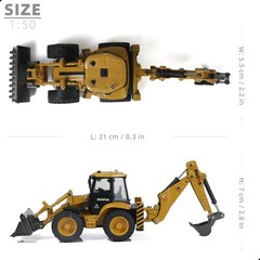 1/50 Scale Die-Cast Backhoe Loader Excavator Model – Dual-Function Construction