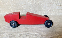 Vintage Pinewood Derby Race Car Wooden Handpainted Red Grand Prix boy scouts