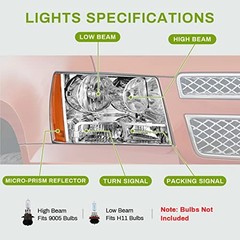 Headlights Chrome Housing Amber Reflector Clear Lens Fit 07-13 Avalanche