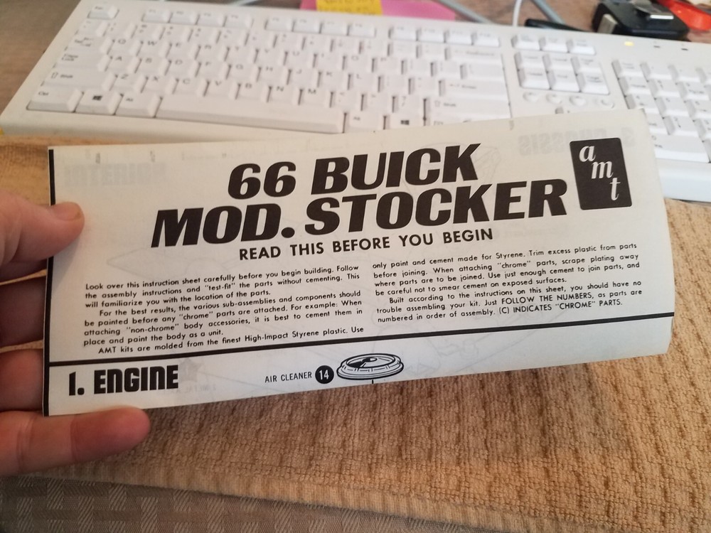 Vintage 1966 Buick Mod Stocker Model Car Instruction Sheet AMT Co.