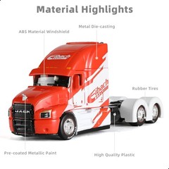Semi Truck Toy, 1/64 Scale Alloy Metal Diecast Heavy Semi Truck Trailer Head