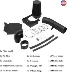 MOOSUN 4 inch Cold Air Intake Black Tube + Heat Shield for 1999-2006 GMC/Chevy