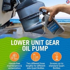 Lower Unit Gear Oil Pump, Quart Bottle Lube Transfer, Marine Transmission
