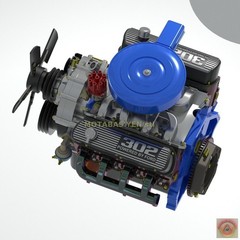 1:8-1:24 Scale Ford 302, 3D Resin Printed Kit with Ford C4 Automatic Trans