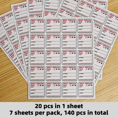 140 PCS Oil Change Stickers Static Cling, 2×2 Inches Clear