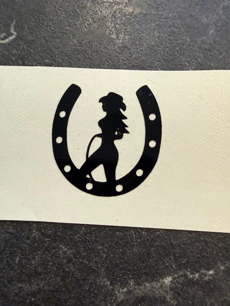 HORSESHOE COWGIRL RODEO TAMIYA 1/14 SCALE MUD FLAP VINYL DIE CUT DECALS 1:14