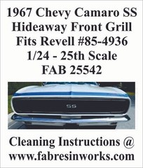 FAB Resinworks #25542 Revell 1967-68 Camaro SS Hidden Head Light Resin Grill