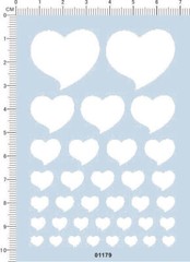 Decals Hearts for different scales model kits White/Red 01179