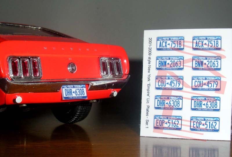 2001 – 2009 NEW YORK Empire miniature LICENSE PLATES for 1/25 scale MODEL CARS