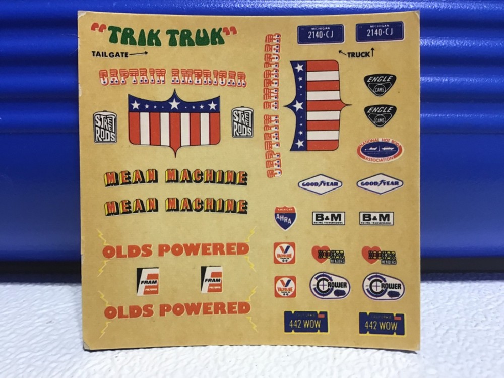Vintage “TRIK TRUK” OLDS POWERED MODEL DECAL ORIGINAL AMT Sheet