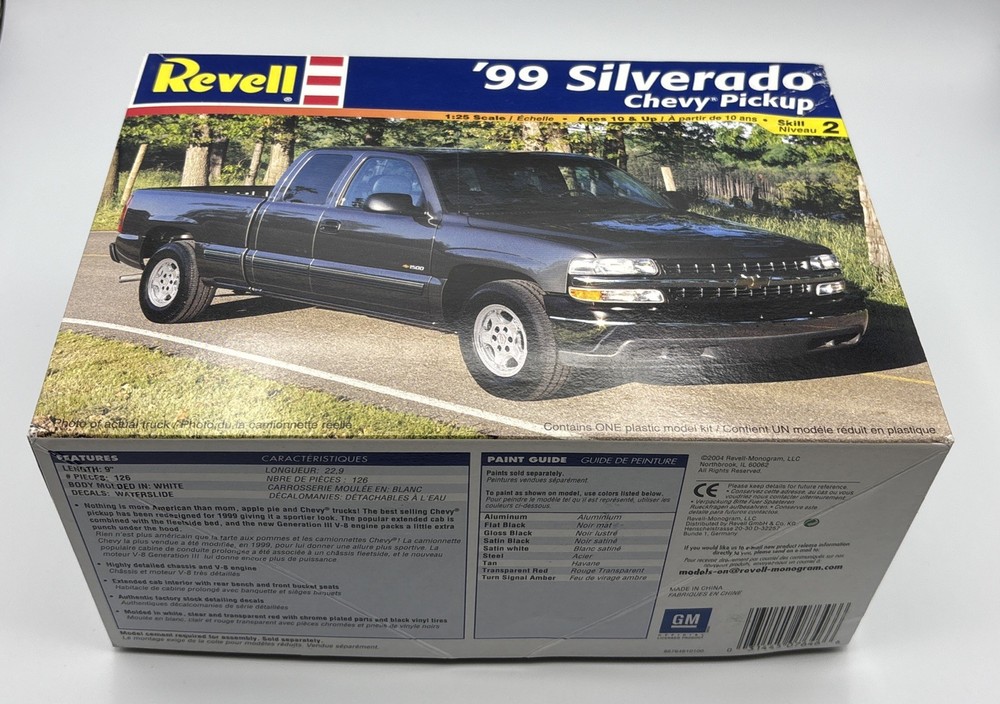 Revell, ’99 Silverado CK Chevy Pickup, Truck, 1/25 Scale, Model Kit, 85-7646.