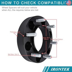 IRONTEK 1.25″ 6×139.7mm Wheel Spacers (M12x1.5, 106mm Hub Bore) 6×5.5” Forged