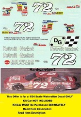 NASCAR DECAL #72 DETROIT GASKET 1992 BGN OLDSMOBILE T. LESLIE 1/24 BLUE RIDGE