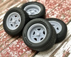 1/24 Scale: 15-inch “Keystone Star Spoke” Resin Wheels W/ Wide Rear Tires