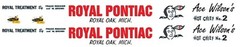 ACE WILSON’S ROYAL PONTIAC 1959-60 1/24th – 1/25th Scale Waterslide Decals