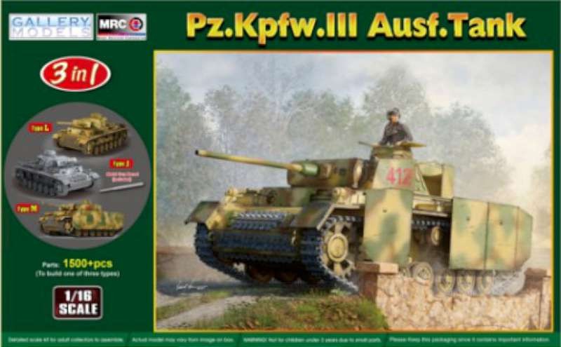 Gallery Models 1/16 PzKpfw III Ausf J/L/M Tank 3 in 1 (Plastic Kit)