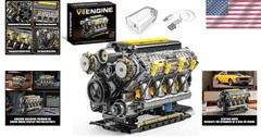 V8 Engine Model Kit – 905 PCS USB Rechargeable STEM Educational Toy for Ages 14+