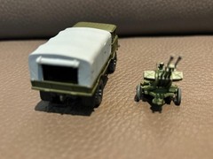 1/87 HO scale Soviet GAZ-66 4×4 Truck & ZU-23/2 Anti-Aircraft Weapon
