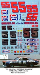 NASCAR DECAL #55 PEPSI 1969 USAC CHEVROLET CAMARO TINY LUND 1/24