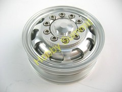 B Set 1/14 R/C 3-Axle 6X4 Tractor Truck ALLOY WHEELS SILVER Rims re Tamiya