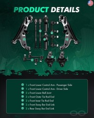 SCITOO 12pcs Suspension Kit Front Lower Control Arm Ball Joints Inner Outer Tie