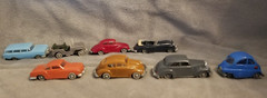 Lot of 8, 1/87, HO Scale, VTG 60’s Marx E.L.M Autos, VW BMW Jeep Mercedes Jaguar