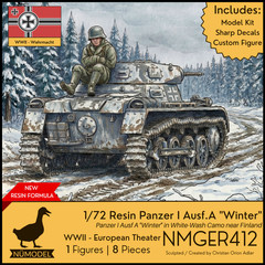 NUMODEL NMGER412 | 1/72 Resin WWII Panzer 1 Ausf A “Winter” Light Tank | 8pc