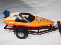 1970s REVELL RIVER RAT Model Kit Chevy Luv Pickup Boat Trailer BUILT ORANGE