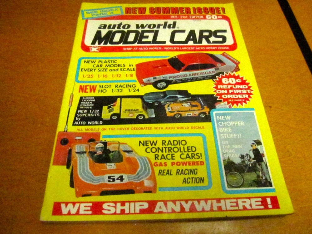VINTAGE 1971 AUTO WORLD CATALOG 21ST EDITION MODEL CARS, SLOT CARS, ETC….