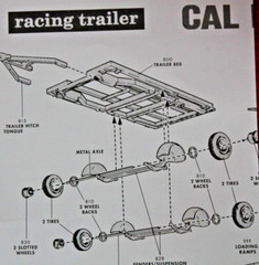 Car Tandem Axle Trailer Style With TOW VEHICLE HITCH & CHAIN 1/25 W/WALL TIRE