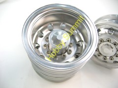A Set 1/14 R/C 3-Axle 6X4 Tractor Truck ALLOY WHEELS SILVER Rims re Tamiya