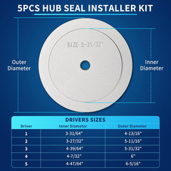Truck Hub Seal Installer Kit Fit for Size Seal for Class 7 & Class 8 Trucks, Hea
