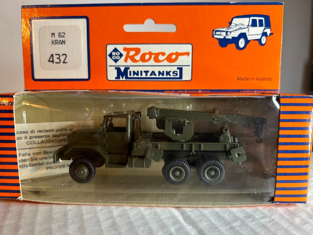 ROCO #432 U.S. GMC M-62 10 Wheel Crane Truck “Olive Green” H.O. 1:87