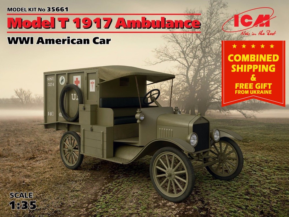 ICM 35661 – 1/35 American Car T 1917 Ambulance, WWI, plastic model kit scale
