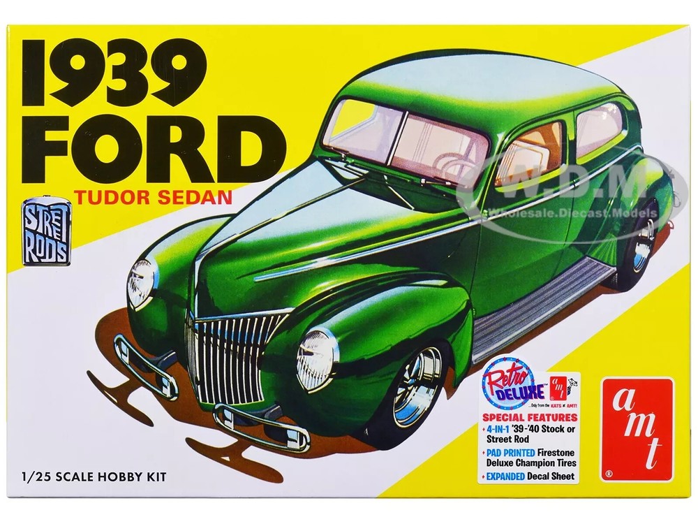 1/25 AMT 1434 1939 FORD TUDOR SEDAN “STREET ROD” ” 1 in 4 “PLASTIC MODEL KIT NIB