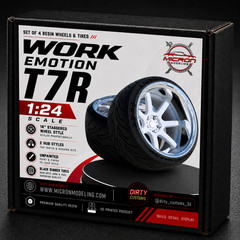 1:24 Work Emotion T7R 18″ Wheels & Tires for JDM Nissan Toyota Honda Mazda BMW