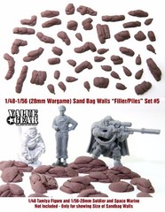 1/48 – 1/56 (28mm Wargame) Sandbag Set #5 “Filler & Piles” – Value Gear Resin