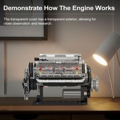Realistic DIY V8 Engine Model Kit – 535 Pcs STEM Building Experience for Adults