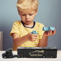RAUH-Welt BIKERS 1/64 Scale Heavy Semi Truck with Full Trailer Die-Cast Alloy Mo