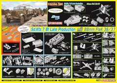 DRAGON 6971 1/35 German Sd.Kfz.7 8ton Late Production mit 88mm FlaK 36/37 Set