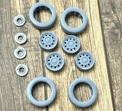 1/24 Scale: 17-inch “Police Cruiser” model car wheels/tires. Resin; 3D Print