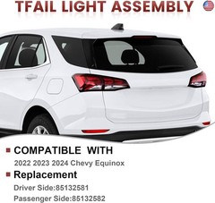 Tail lights Assembly Left Outer Compatible with 2022 2023 2024 Chevy Equinox OE