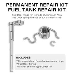 Permanent Repair Kit Fuel Tank Repair Kit, Fuel Door Hinge Pin Spring+Hinge Pin