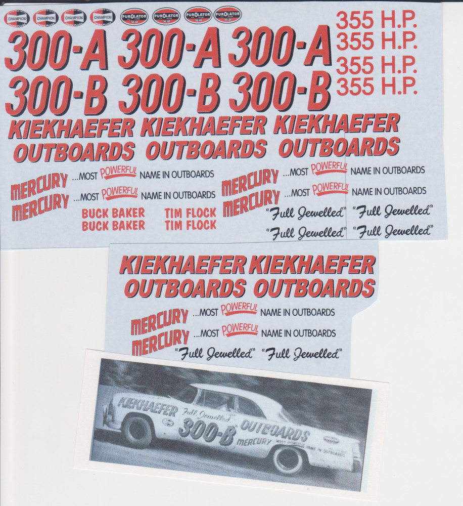 NASCAR 1/24 Waterslide Decals #300-B TIM FLOCK 1955 CHAMPIONSHIP CHRYSLER 300