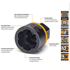 Bolt Biter 1/4 In. and 3/8 In. Drive Sae/Metric Impact Extraction Socket Set (8-