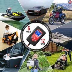 2-Pack Smart Fully Automatic 6V 12V Battery Charger Maintainer for Car, Marine,